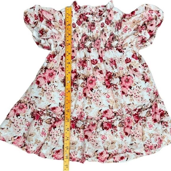 Janie and Jack Girls The Olivia Floral Smocked Short Sleeve Dress. 12-18 Months - Picture 8 of 11